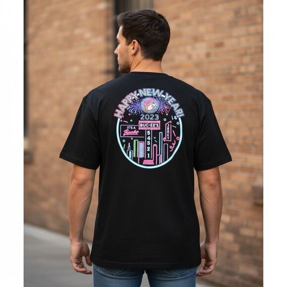Buc-ees Happy New Year Beaver 2023 Glow in Dark Graphic T-shirt Unisex Size 3XL - Picture 10 of 12